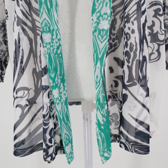 Chico's Easywear Cardigan Women L White Boho Eclectic Artistic Swim Cover Travel - Picture 9 of 16